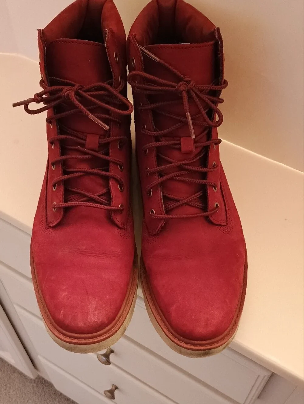 Timberland Kenniston Red Maroon Moto Lace Up Genuine Nubuck Leather Boots